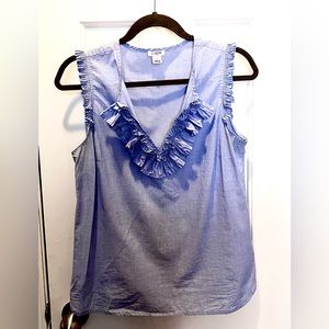 J. Crew Sleeveless light blue shirt size 2 with ruffles
